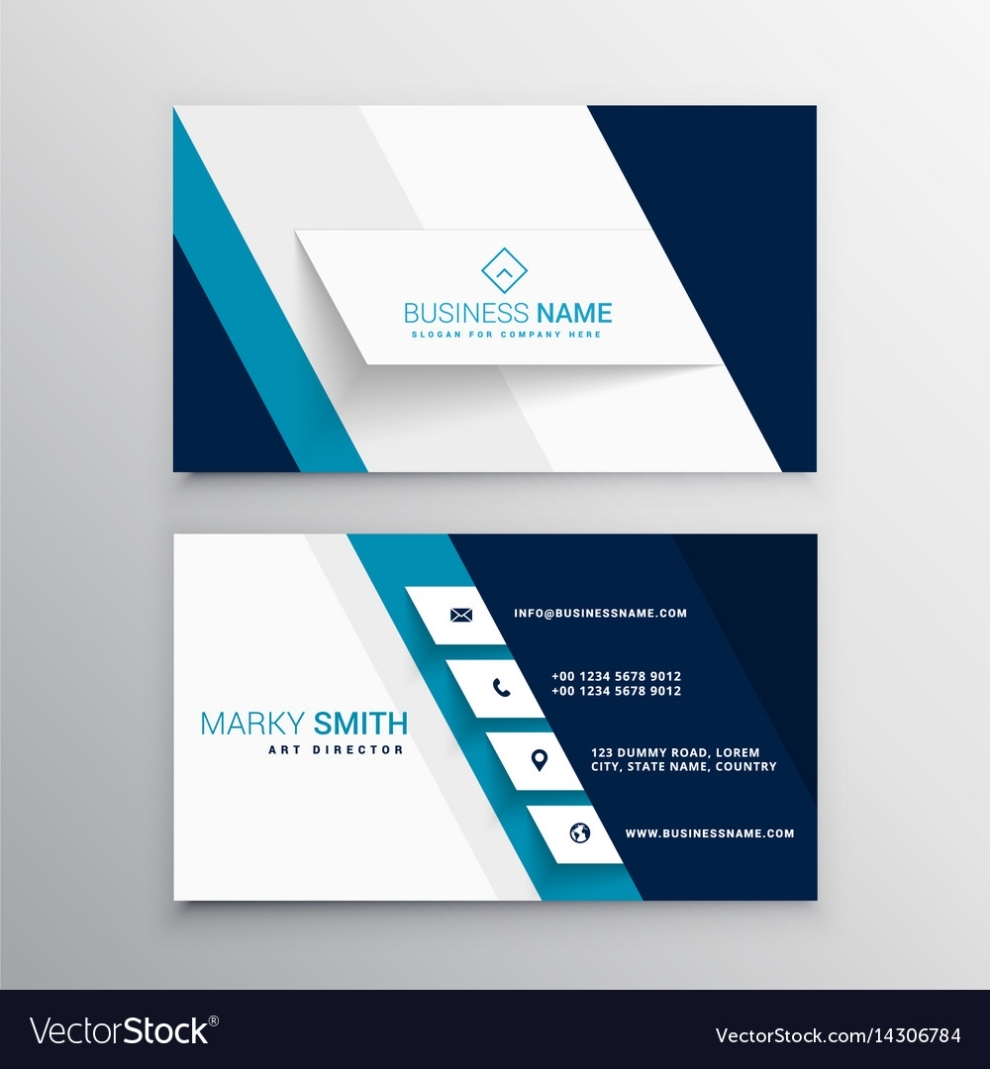 Modern Blue And White Business Card Template Vector Image Regarding Email Business Card Templates