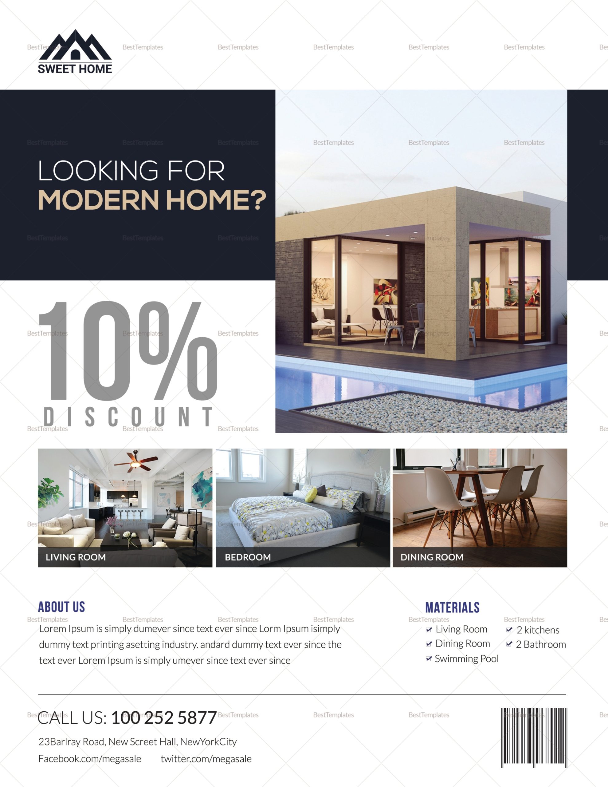 Modern Home Sale Flyer Design Template In Psd, Word, Publisher Within Home For Sale Flyer Template