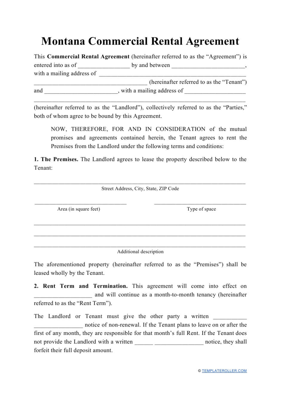 Montana Commercial Rental Agreement Template Download Printable Pdf With Free Printable Commercial Lease Agreement Template
