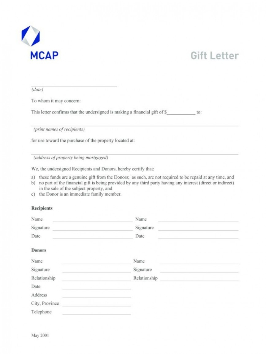 Mortgage Gift Letter Template ~ Addictionary intended for Mortgage Gift Letter Template