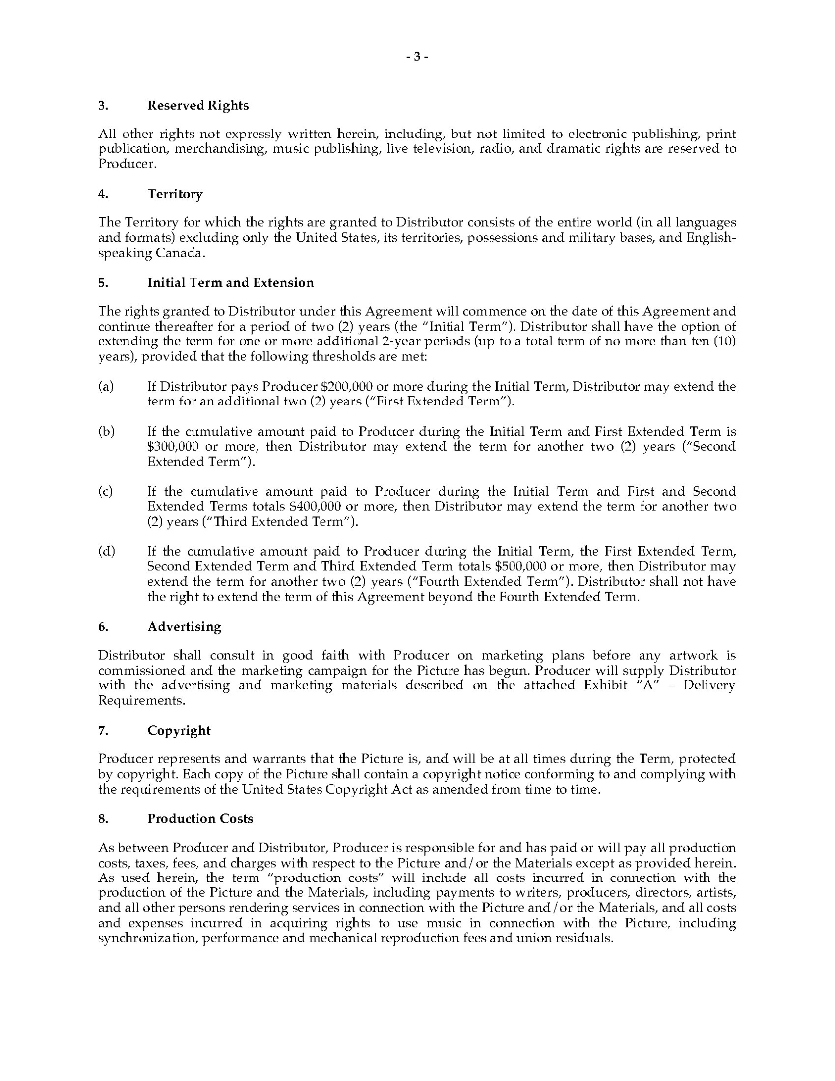 Motion Picture Distribution Agreement (Producer) | Legal Forms And Pertaining To Tv Advertising Agreement Template