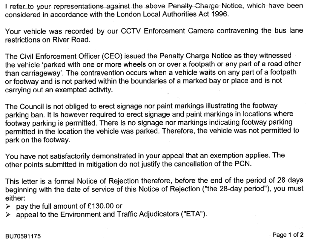 Mr Mustard ( Mrmustard@Zoho ): Barking Bus Lanes Now On The Pavement? With Regard To Pcn Appeal Letter Template