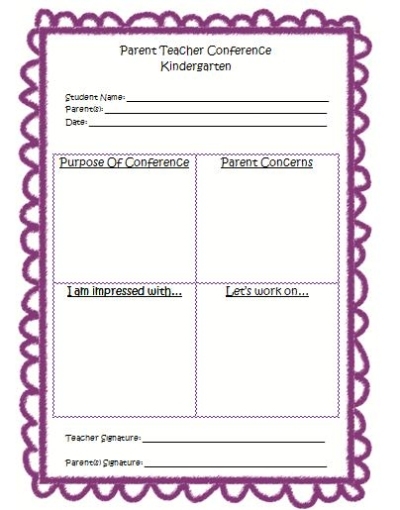 Mrs. Bumgardner'S Kindergarten: Parent Teacher Conference Form In Mom Meeting Template