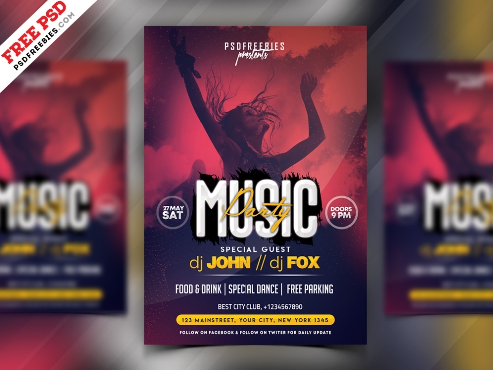 Music Party Invitation Flyer Psd Template – Psdfreebies With Flyer Announcement Template