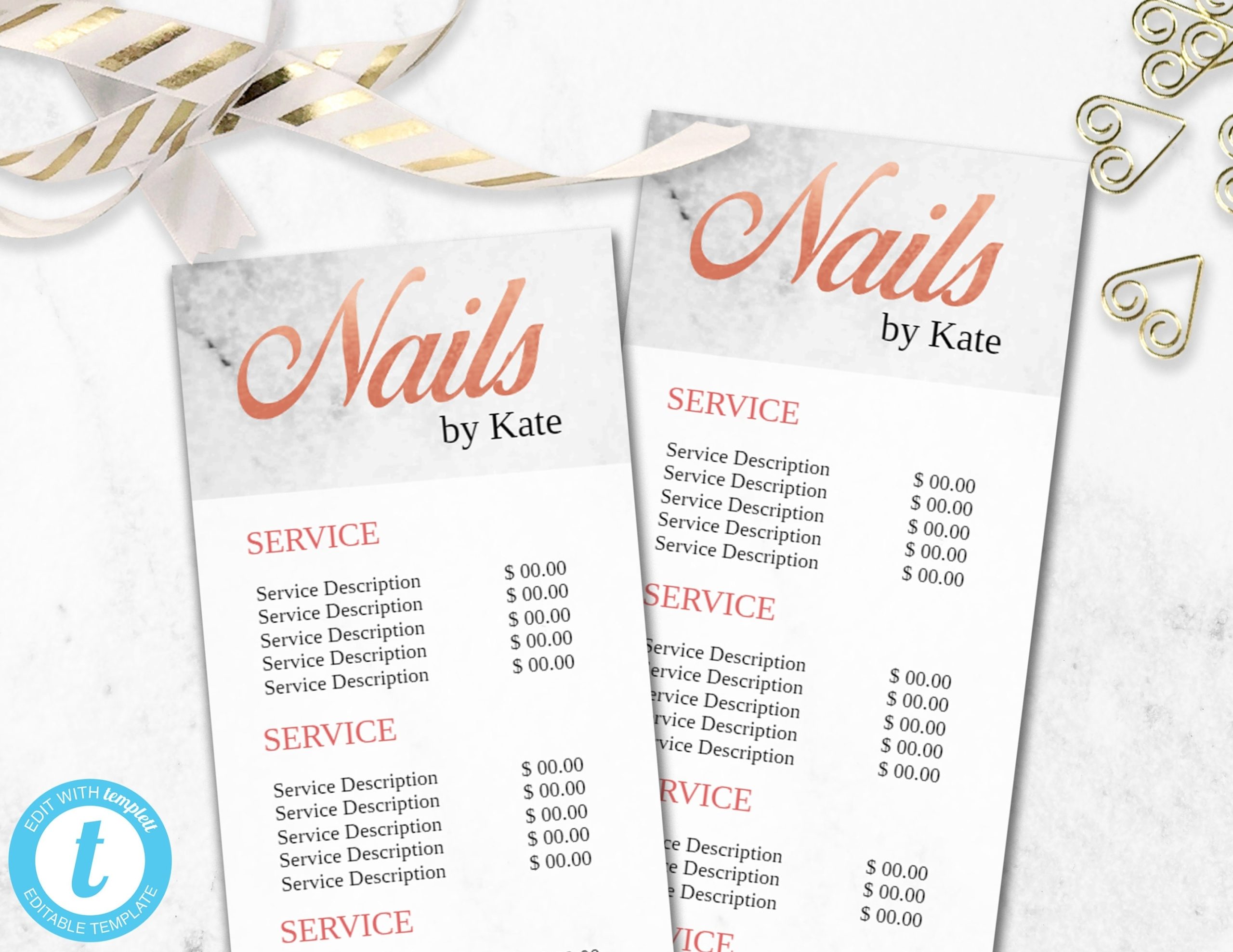 Nail Technician Salon Menu Template Nail Bar Price List | Etsy With Salon Menu Templates