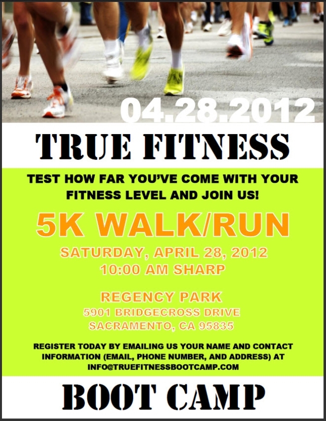 Natural Nutrition : True Fitness Boot Camp Spring 5K Run Inside Fitness Boot Camp Flyer Template
