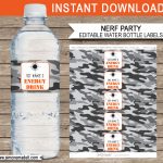 Nerf Party Water Bottle Labels Template | Editable & Printable Decorations Pertaining To Drink Bottle Label Template