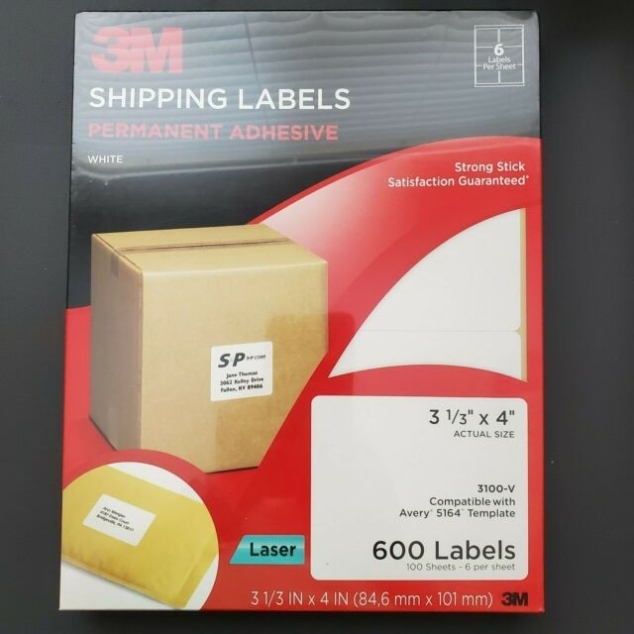 New 3M 3100 V White Shipping Labels 3 1/3" X 4" Laser (Pack Of 600) | Ebay In 3M Label Templates