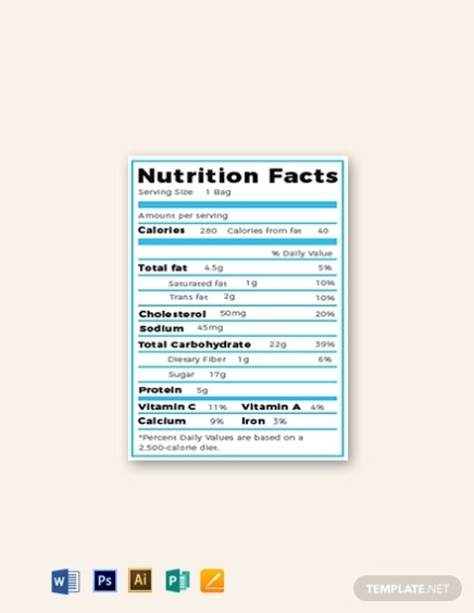 New Nutrition Facts Label Template - Illustrator, Word, Apple Pages Intended For Nutrition Label Template Word