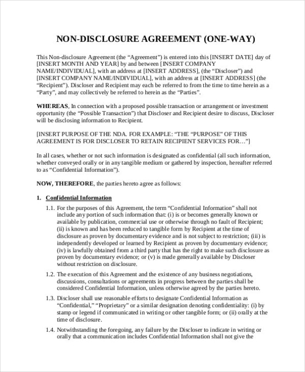 Non Disclosure Agreement Template – 16+ Free Word, Pdf Document With Unilateral Non Disclosure Agreement Template