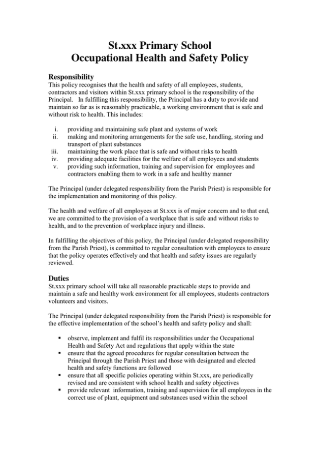 Occupational Health And Safety - Policy Template In Word And Pdf Formats Inside Health And Safety Policy Template For Small Business