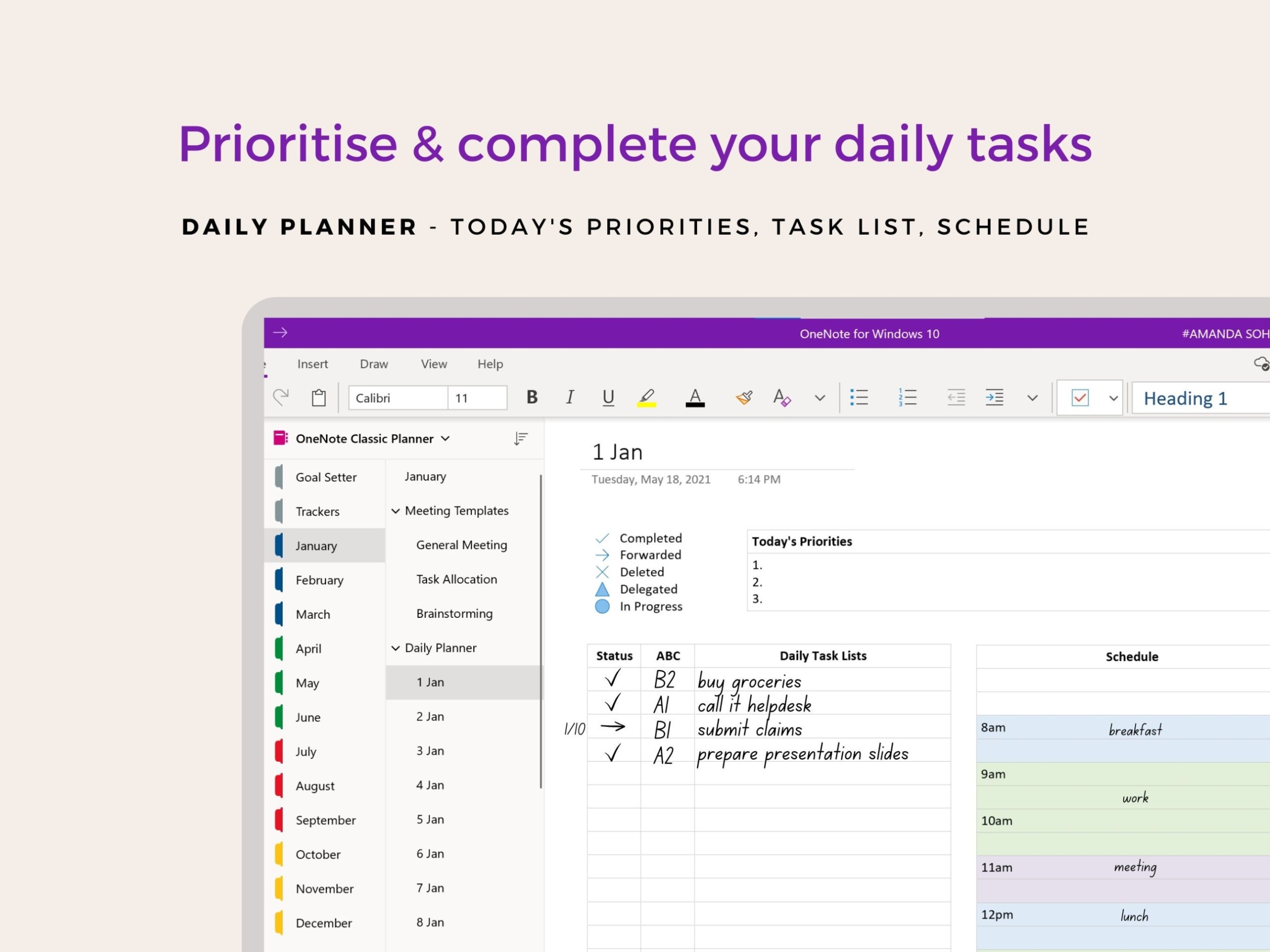 Onenote Template Onenote Digital Planner Task List – Etsy Uk Intended For One Note Templates