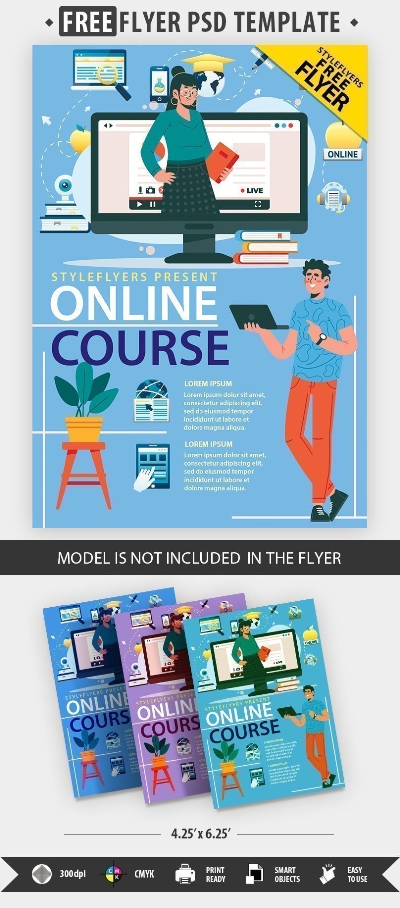 Online Course Free Psd Flyer Template Free Download #36589 - Styleflyers Within Flyer Maker Template Free