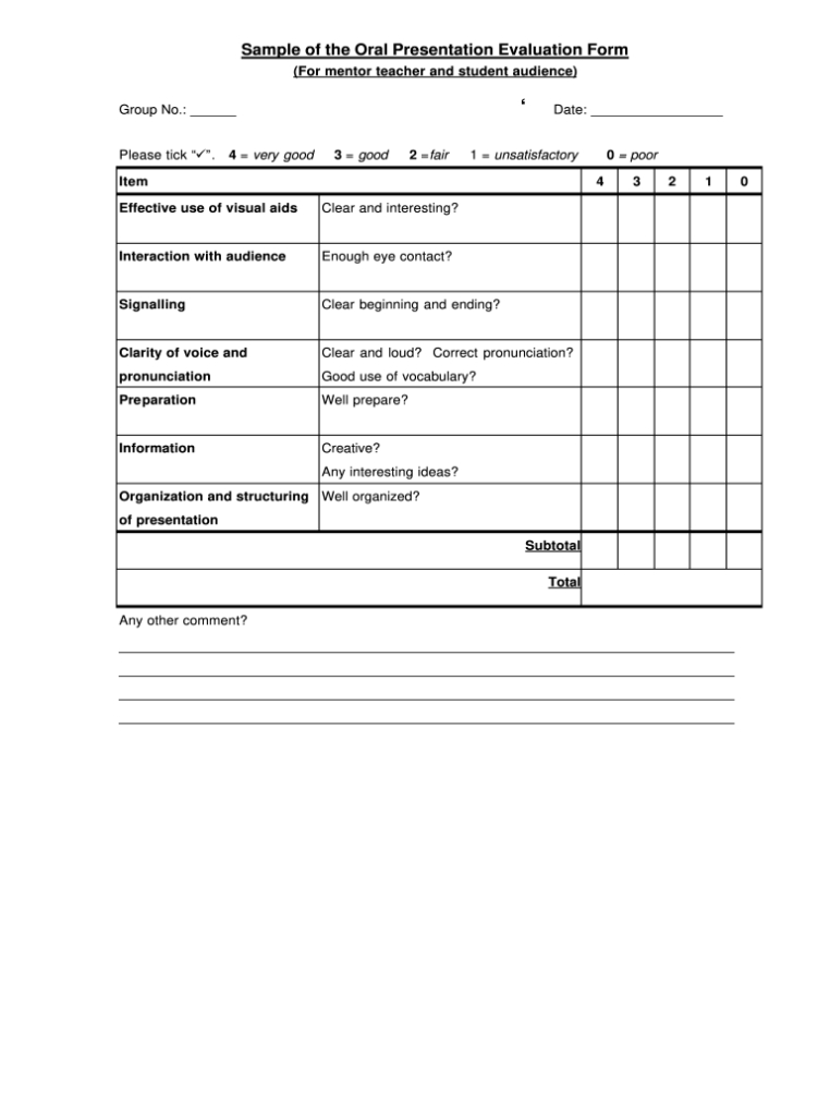 Oral Presentation Evaluation Form - Fill Out And Sign Printable Pdf With Regard To Presentation Evaluation Template