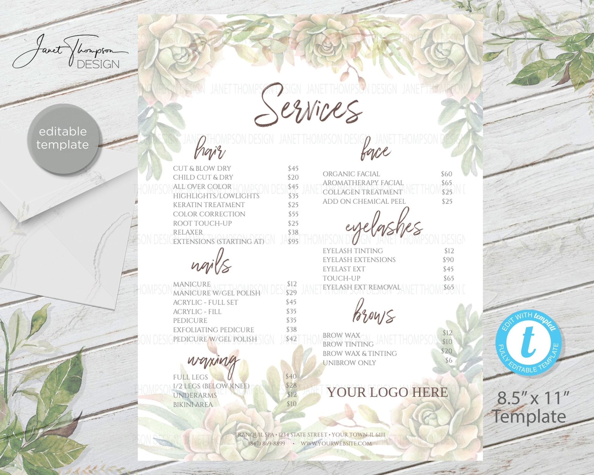 Paper & Party Supplies Nail Spa Menu Template Salon Menu Salon Services Throughout Salon Service Menu Template