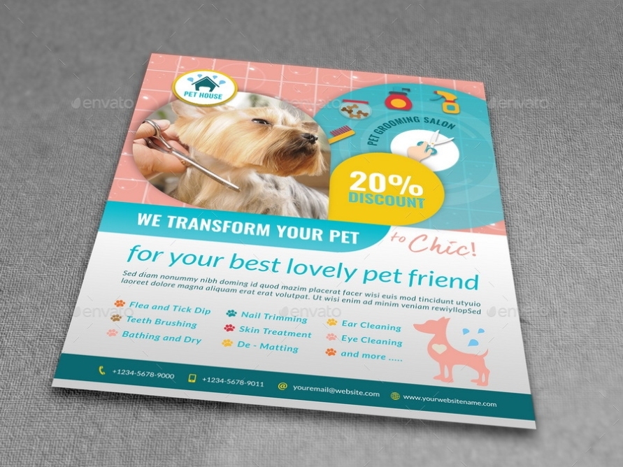 Pet Grooming Salon Flyer Template By Owpictures | Graphicriver Throughout Dog Grooming Flyers Template