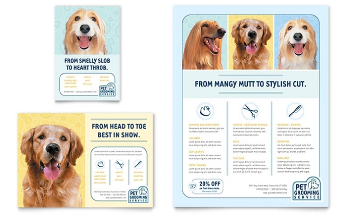 Pet Grooming Service Flyer & Ad Template Design Inside Dog Grooming Flyers Template