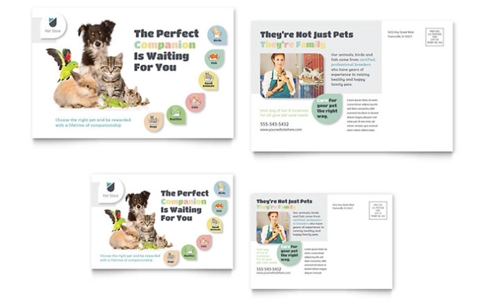 Pet Store Postcard Template - Word & Publisher Within Postcard Size Template Word