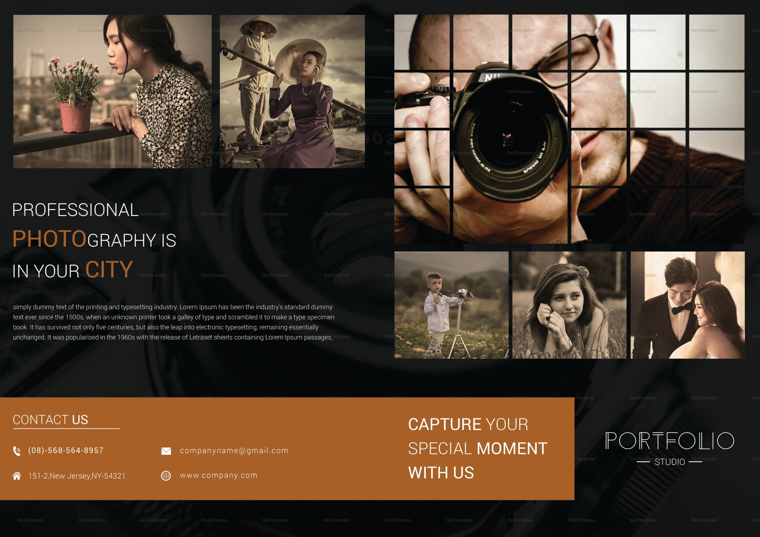 Photography Brochure Bi Fold Design Template In Psd, Word, Publisher Inside Photography Flyer Templates Photoshop
