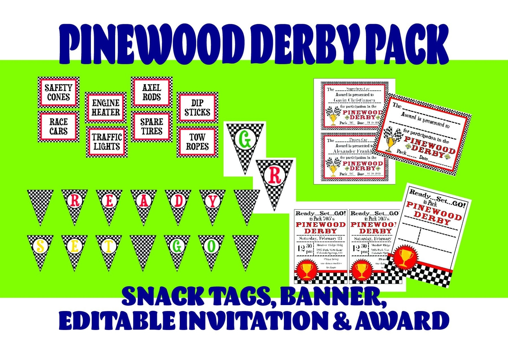 Pinewood Derby Pack Editable Invitation Editable Award | Etsy Pertaining To Pinewood Derby Flyer Template