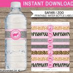 Pink Safari Birthday Party Water Bottle Labels Template | Swamp Water regarding Birthday Water Bottle Labels Template Free