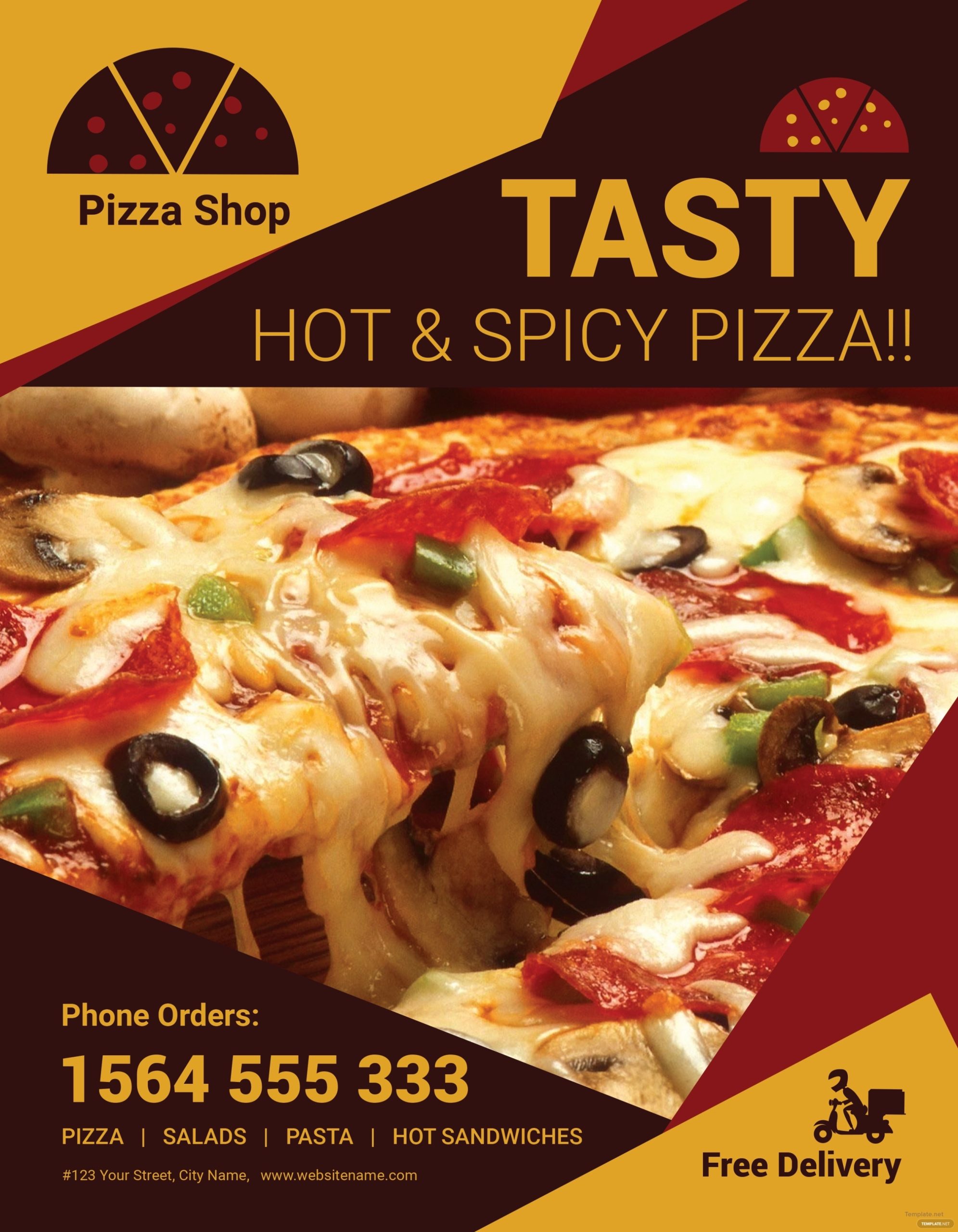 Pizza Sale Flyer Template Adobe Illustrator, Photoshop | Template With Pizza Party Flyer Template Free