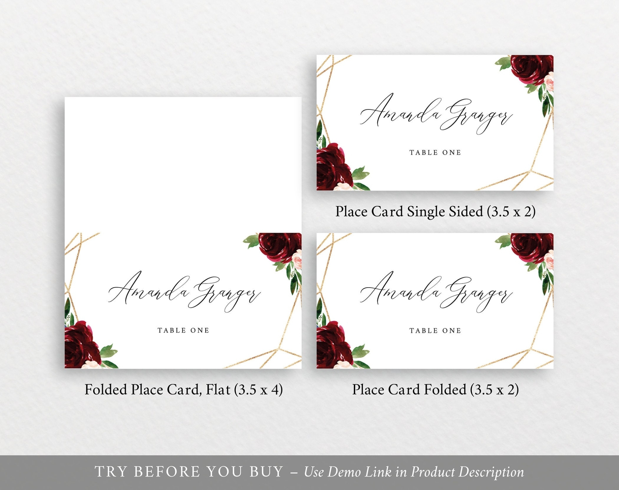 Place Card Template, Demo Available, Printable Editable Instant Pertaining To Free Downloadable Postcard Templates