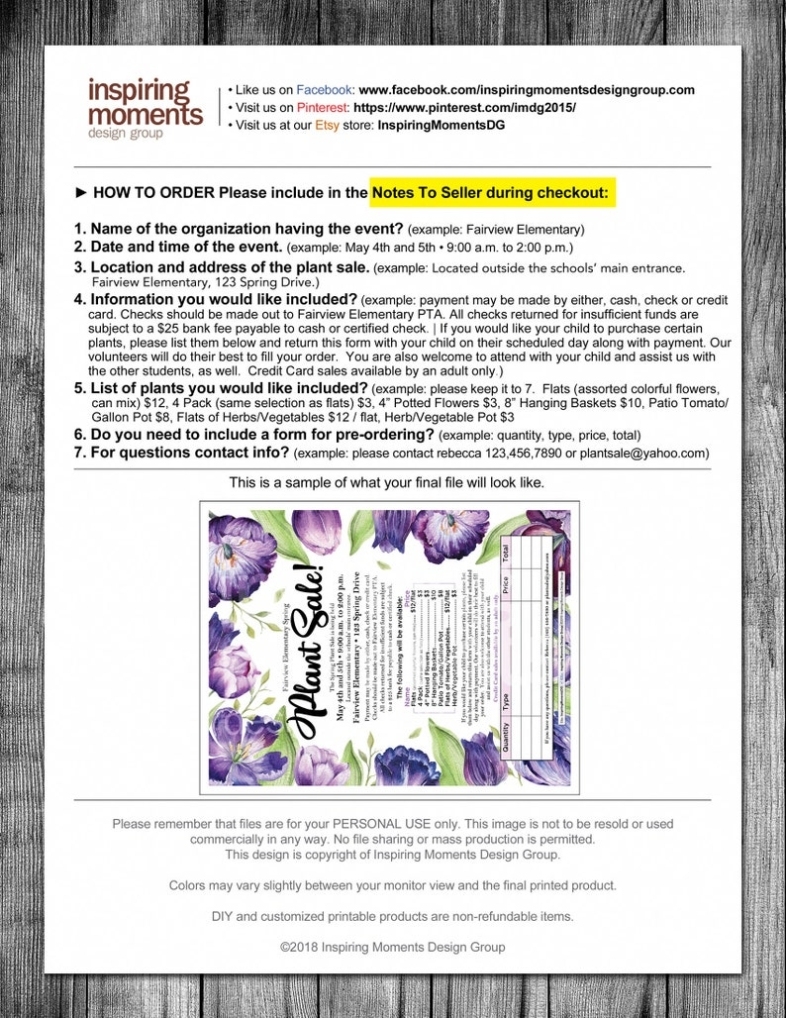 Plant Sale Event Flyer Printable Fundraiser Community | Etsy Inside Plant Sale Flyer Template
