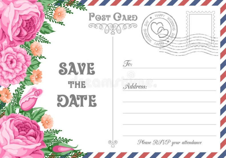 Postcard Save The Date Stock Vector. Illustration Of Celebrate - 90724044 Intended For Vintage Postcard Save The Date Template