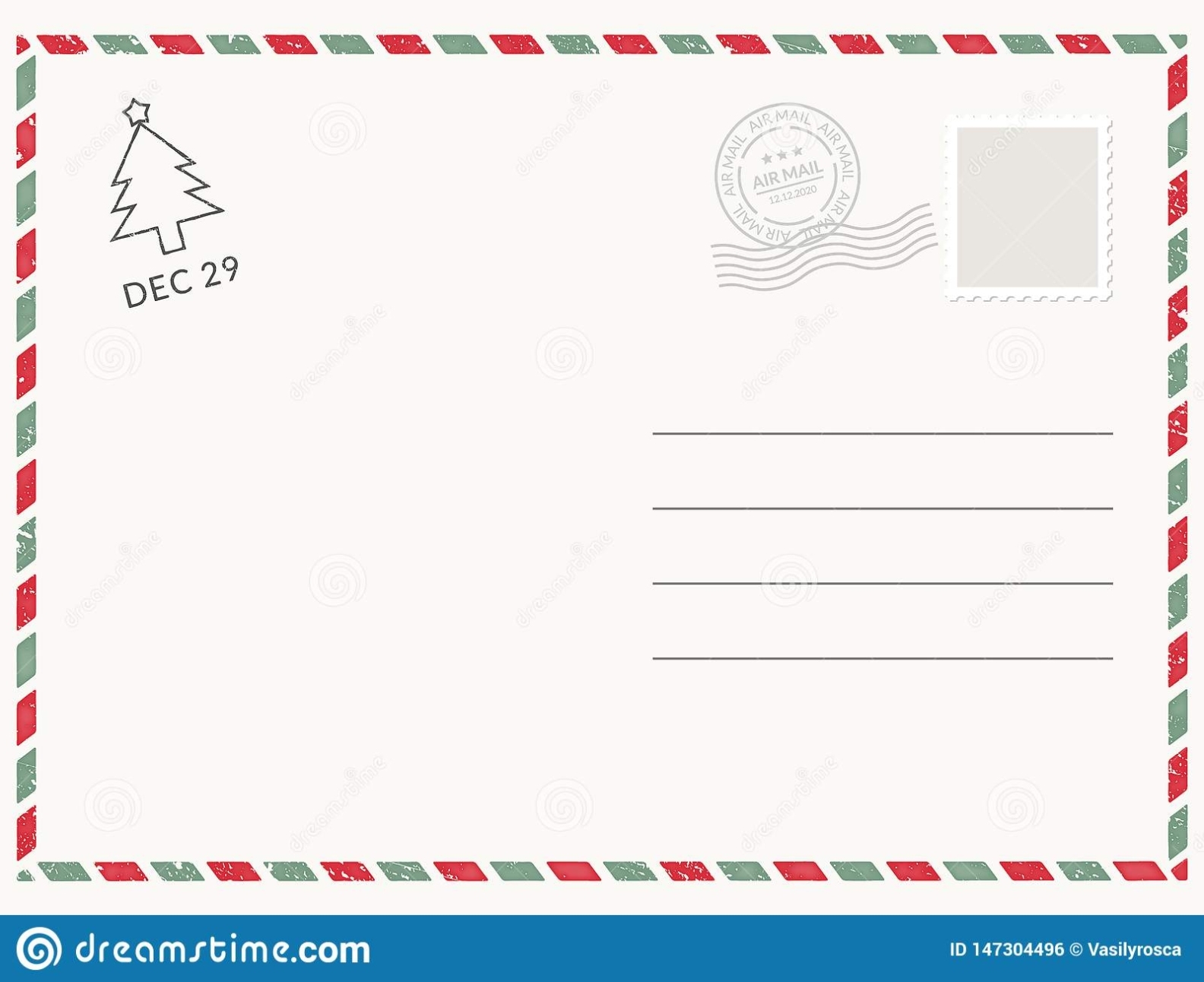 Postcard Template Paper White Texture. Vector Postcard Empty Mail Stamp Within Postcard Mailing Template