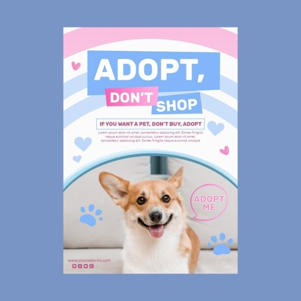 Premium Vector | Adopt A Pet Flyer Template With Dog Adoption Flyer Template