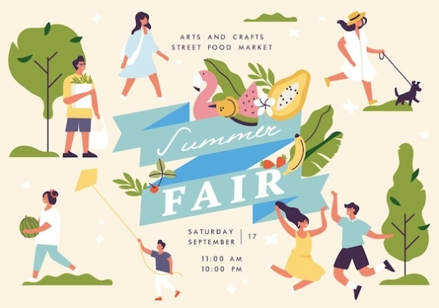 Premium Vector | Summer Fair Poster, Flyer Or Banner Template With Intended For Summer Fair Flyer Template
