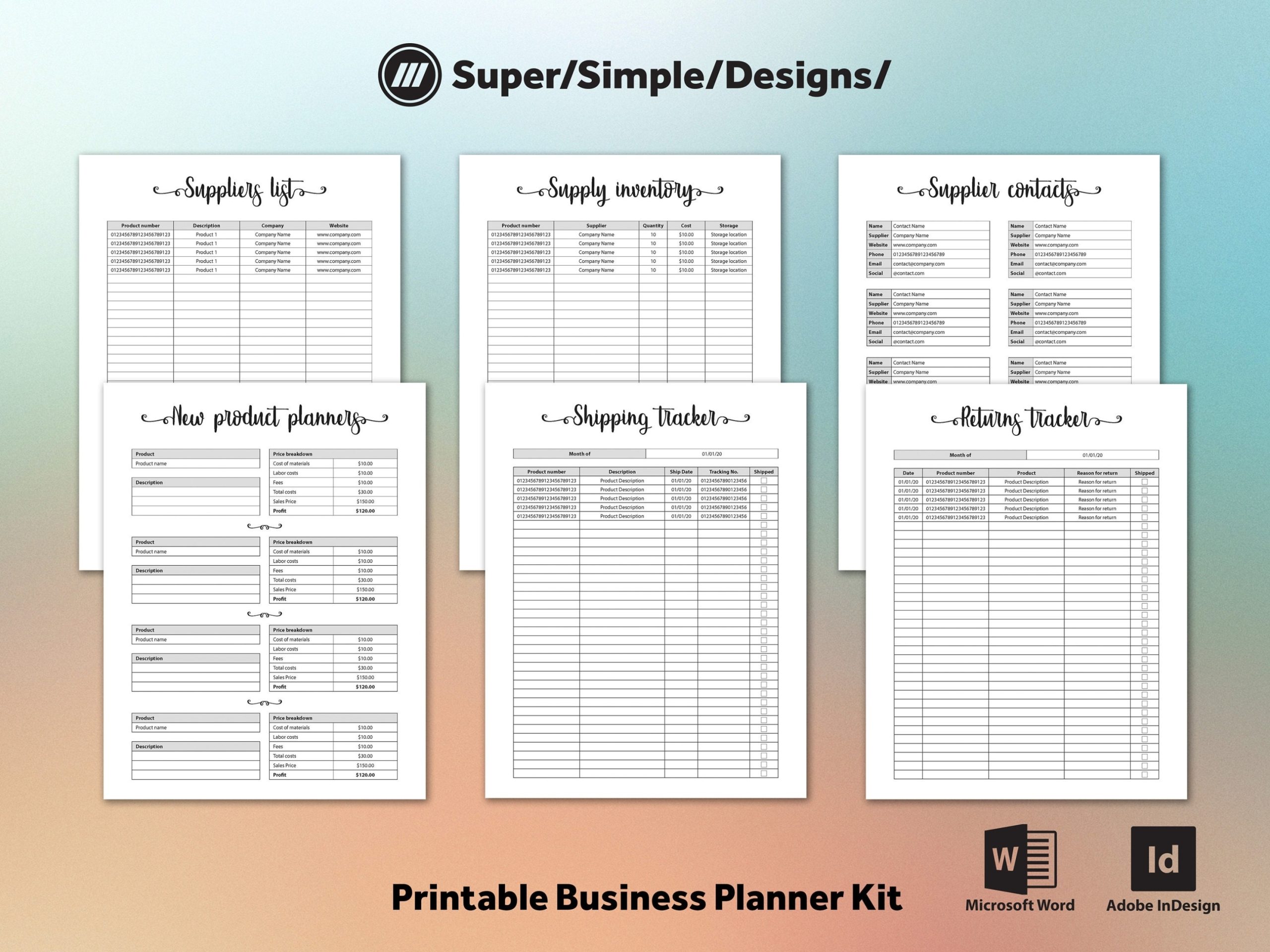 Printable Digital Business Planner Template Kit Simple Clean | Etsy inside Etsy Business Plan Template