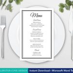 Printable Wedding Menu Template For Microsoft Word \U2022 Elegant Black Inside Rehearsal Dinner Menu Template