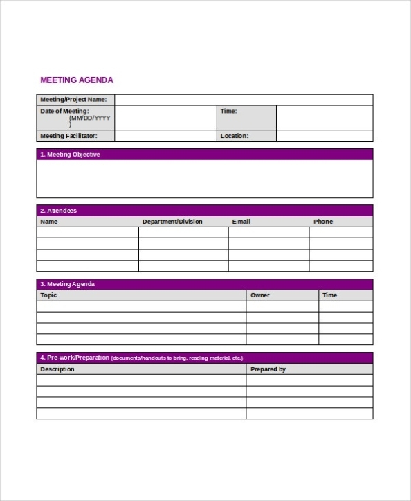 Professional Agenda Template - 5+ Free Word, Pdf Documents Download with Meeting Agenda Template Doc