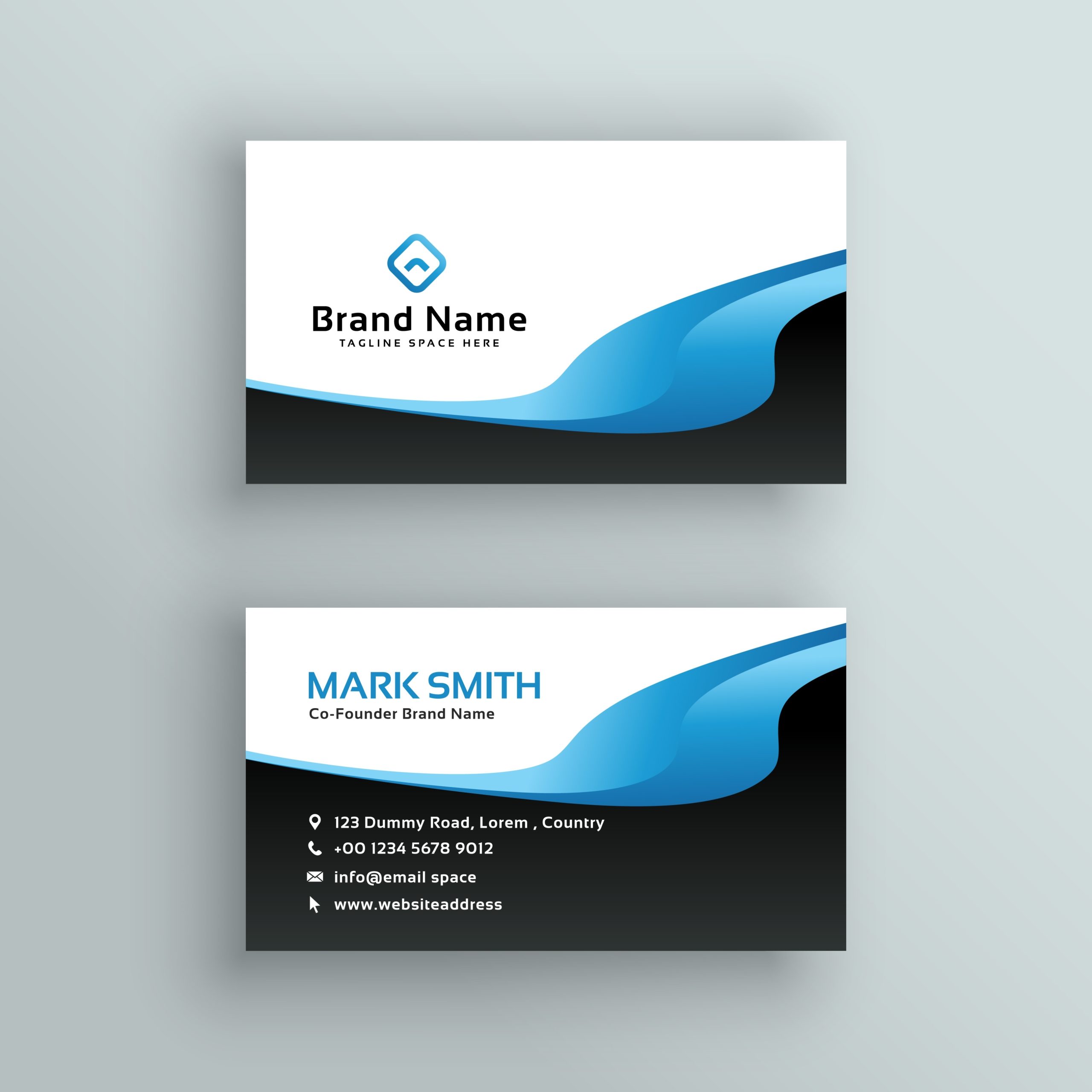 Professional Blue Wave Business Card Template - Download Free Vector In Business Card Template Powerpoint Free