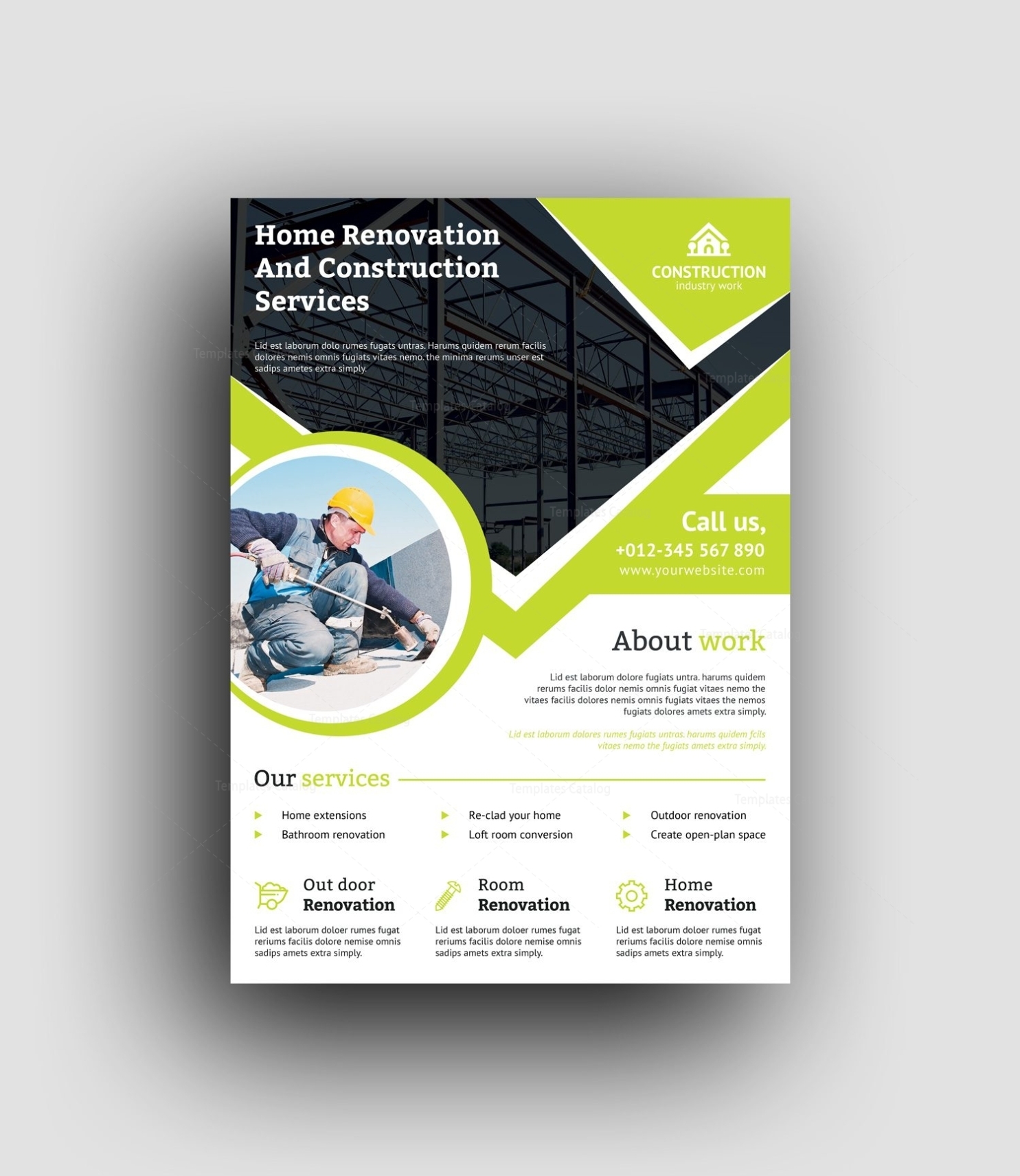 Professional Construction Flyer Design Template 001493 – Template Catalog In Template For Making A Flyer