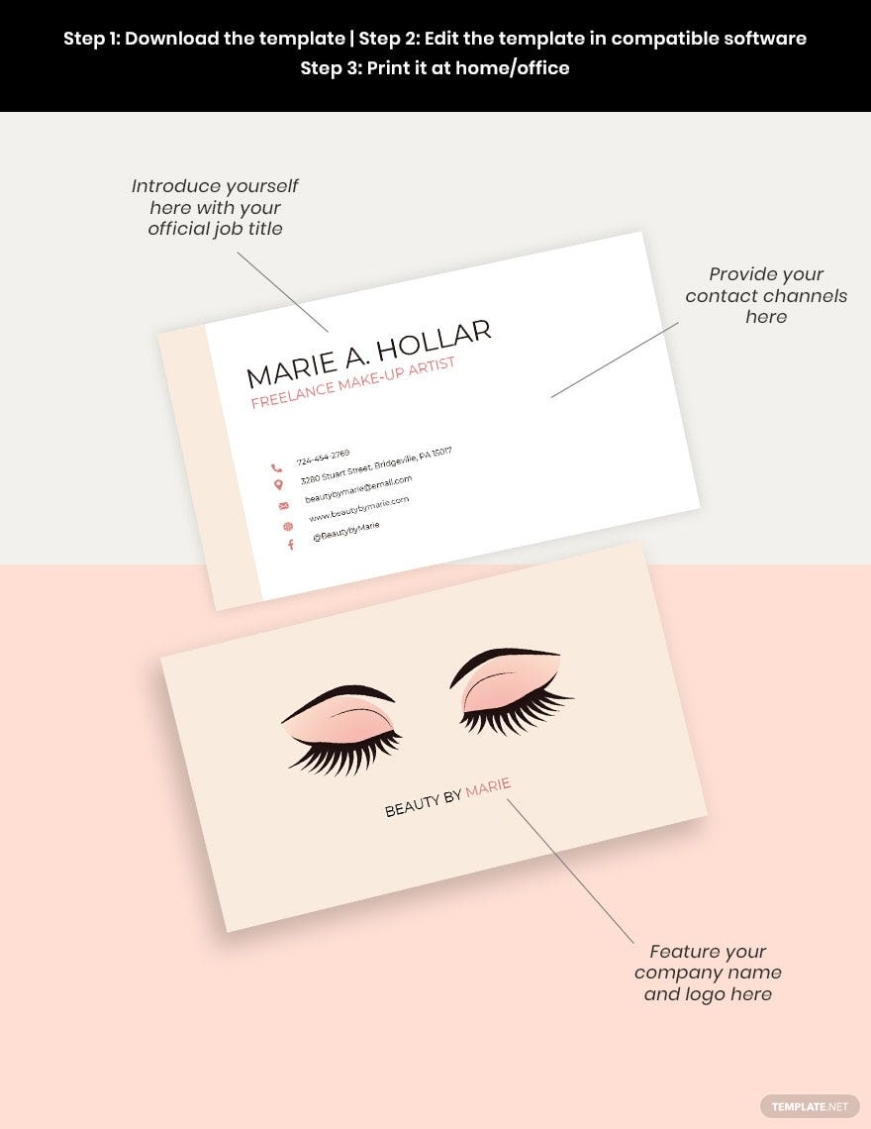 Professional Freelance Makeup Artist Business Card Template – Word For Freelance Business Card Template