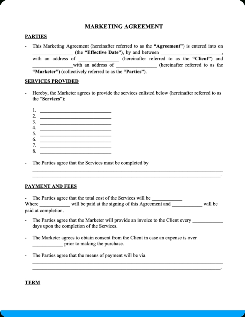 Professional Marketing Agreement (Free Downloadable Template) Intended For Brand Partnership Agreement Template