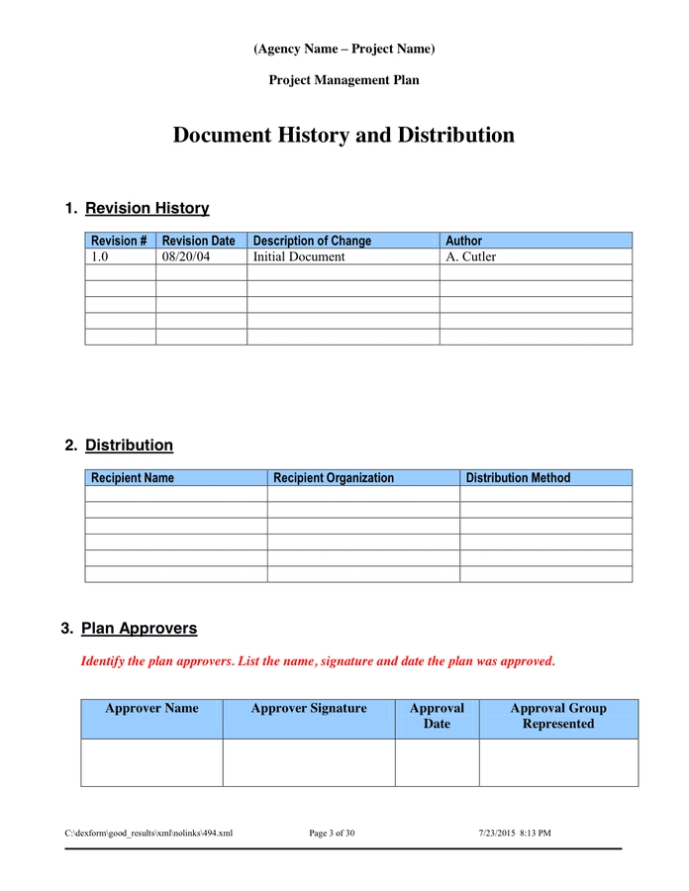 Project Management Plan Template In Word And Pdf Formats - Page 3 Of 30 Intended For Project Management Proposal Template