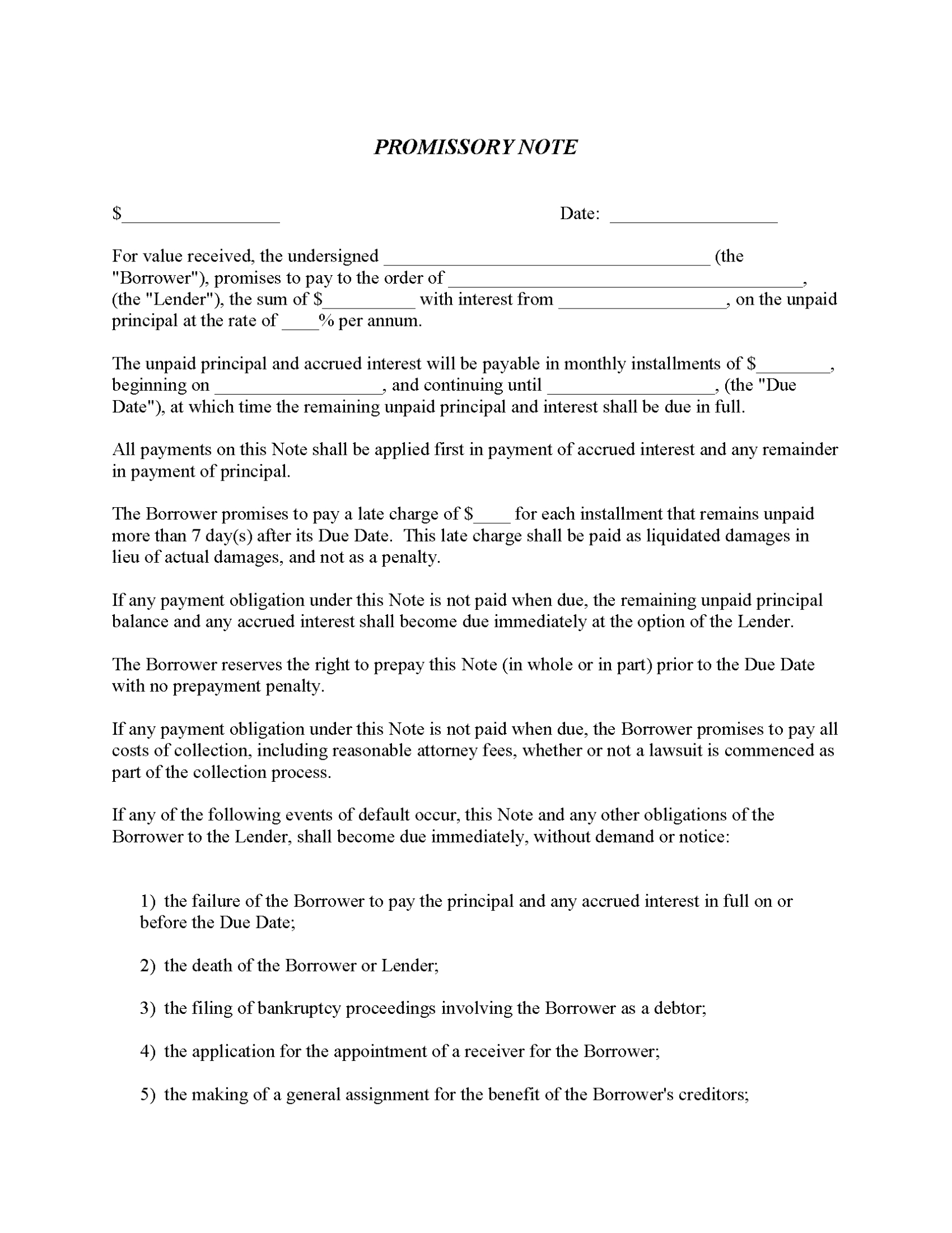 Promissory Note – Fillable Pdf – Free Printable Legal Forms With File Note Template Legal