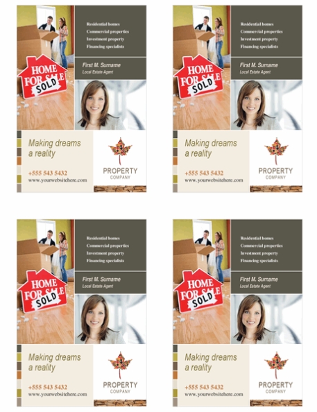 Property Flyer (Quarter Page, Four Per Page) In Quarter Sheet Flyer Template Word