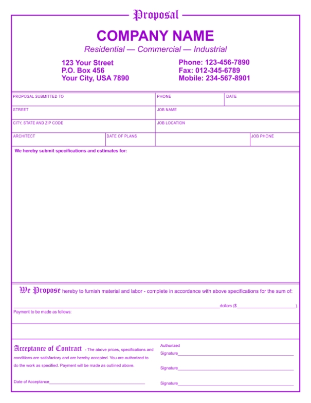 Proposal Template For Standard Business Proposal Template