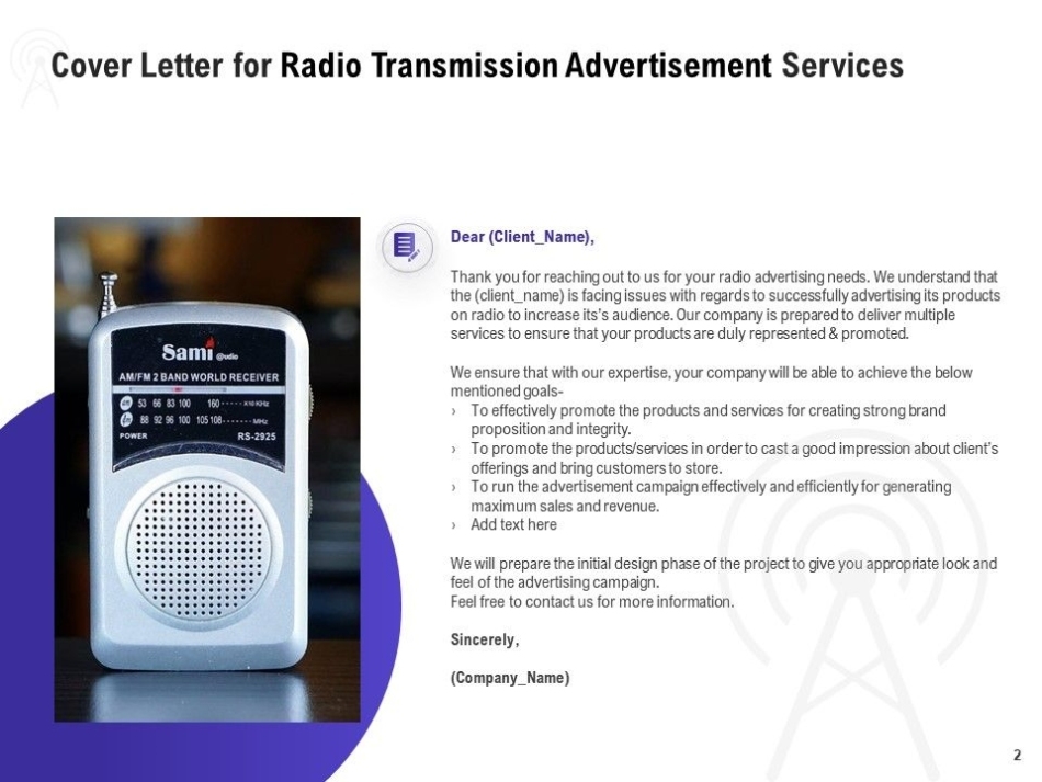 Radio Transmission Advertisement Proposal Powerpoint Presentation Within Radio Advertising Agreement Template