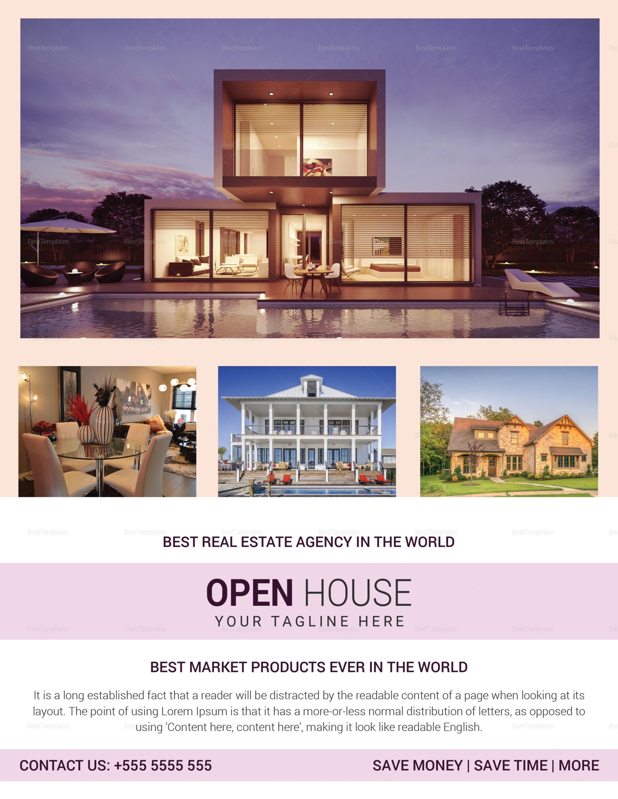 Real Estate Agency Open House Flyer Design Template In Word, Psd, Publisher For Real Estate Flyer Template Word