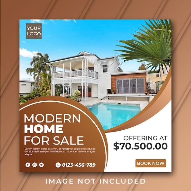 Real Estate For Sale Instagram Post Or Flyer Square Template Psd Within Real Estate Flyer Template Psd