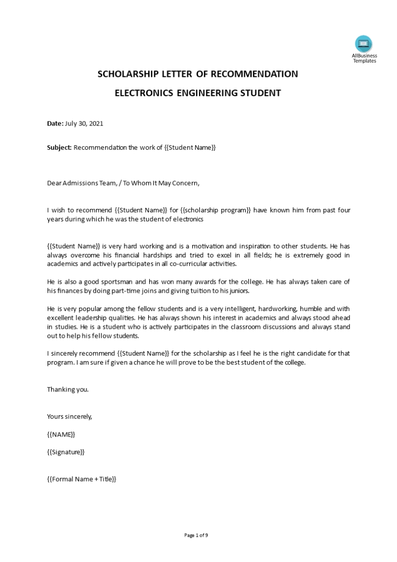 Recommendation Letter Friend For Scholarship | Templates At intended for Letter Of Recommendation For A Friend Template