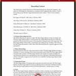 Record Label Contract Template Free Of Recording Agreement For Artists intended for Record Label Contract Template