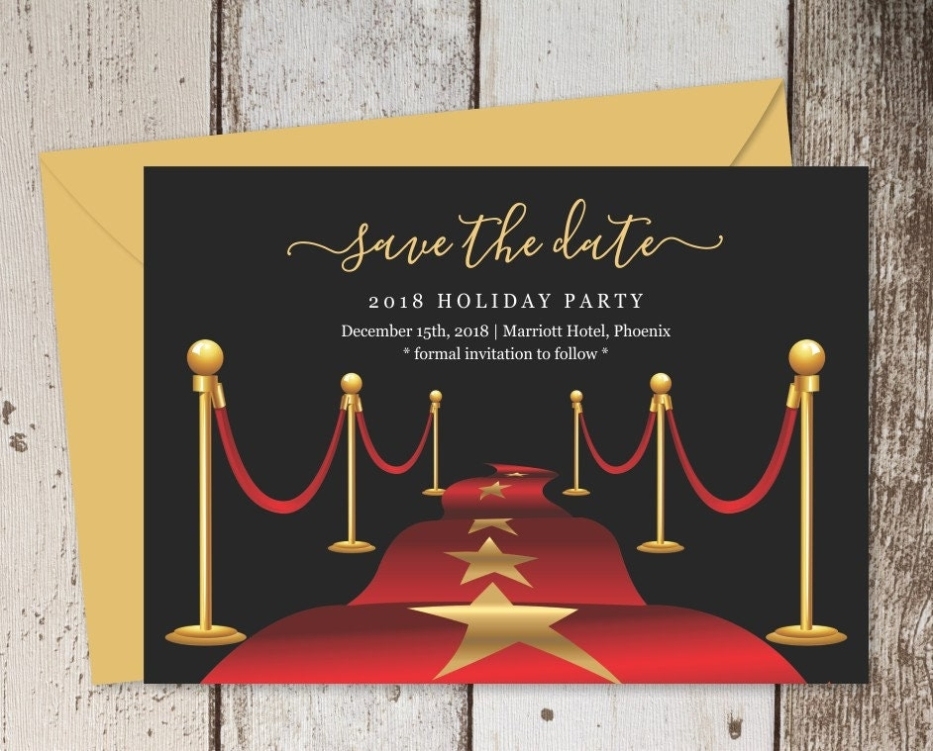 Red Carpet Save The Date Card Template - Printable Hollywood Theme Regarding Meeting Save The Date Templates