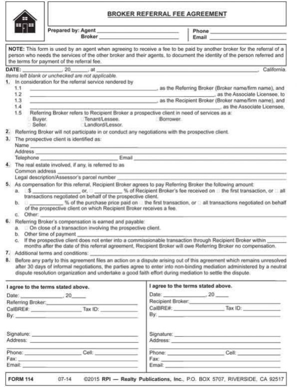 Referral Agreement Real Estate Template | Classles Democracy Inside Free Referral Fee Agreement Template